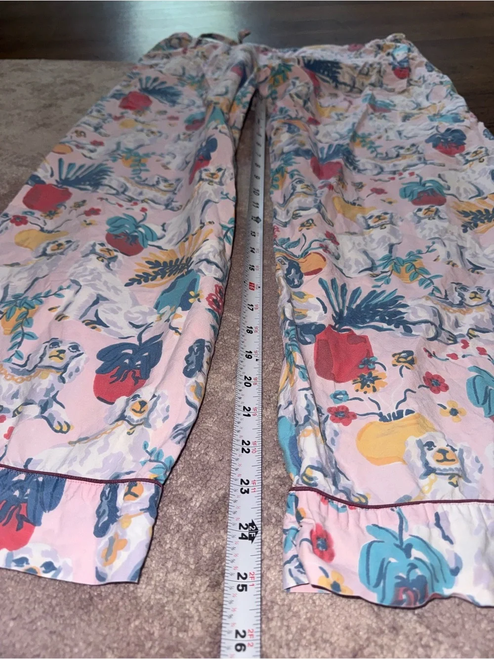Printfresh XL Good Dog Staffordshire Spaniel Pajama Pants Pink Cotton Poplin